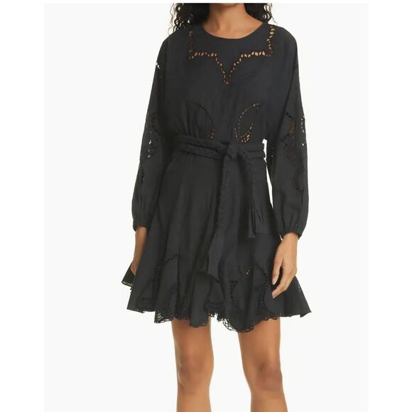 RHODE Ella Black Eyelet-embroidered sz Small No sash - Picture 1 of 6